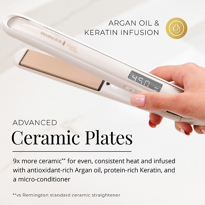 SHINE THERAPY Argan Oil Keratin Infused 1 Inch Hair Straightener Flat Iron